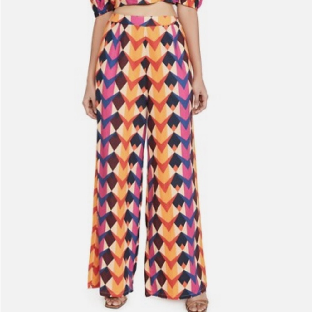 FARM RIO Lindeza Grafica Printed Wide-Leg Linen Pants-$180